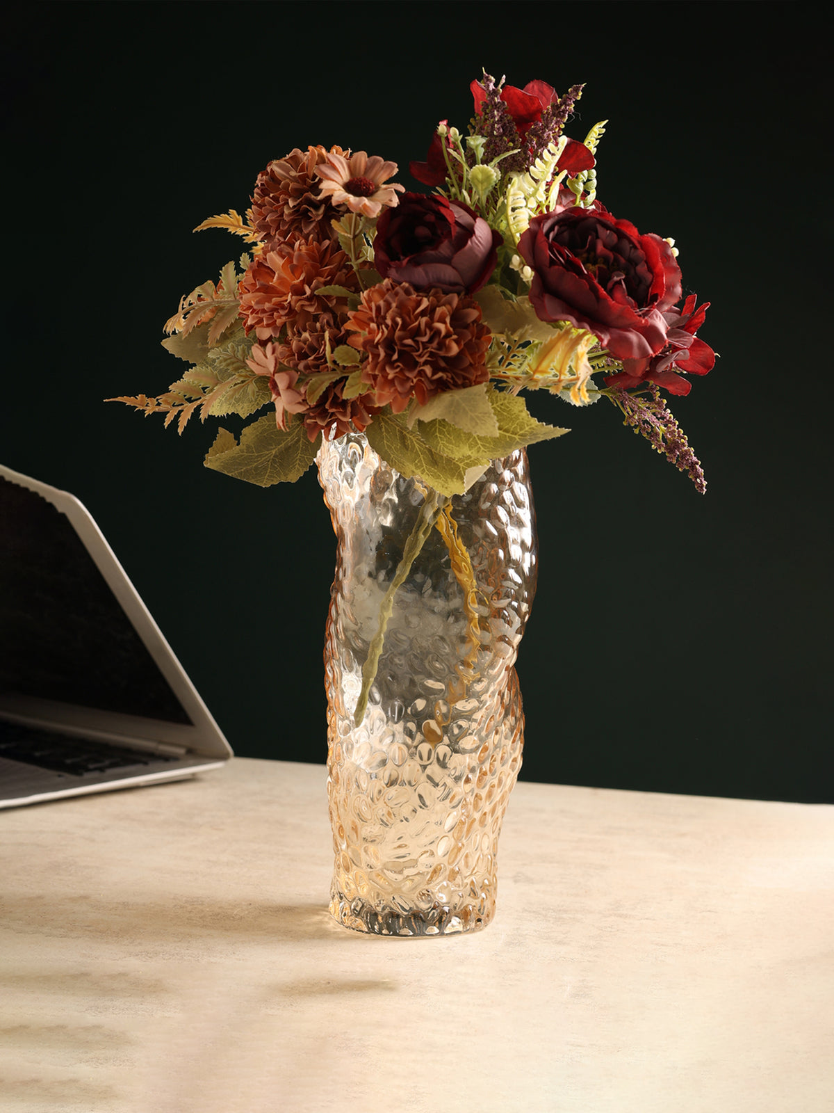 Dimple Glass Vase Amber