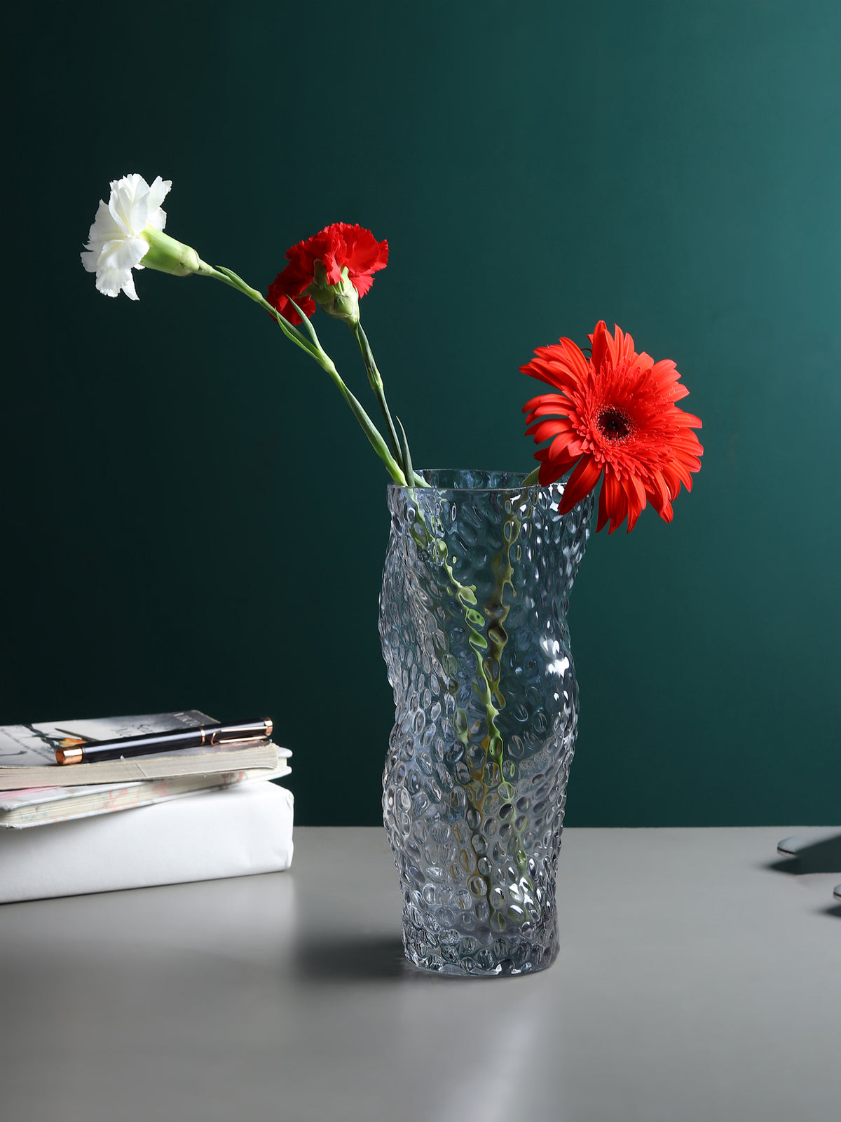 Dimple Glass Vase Black