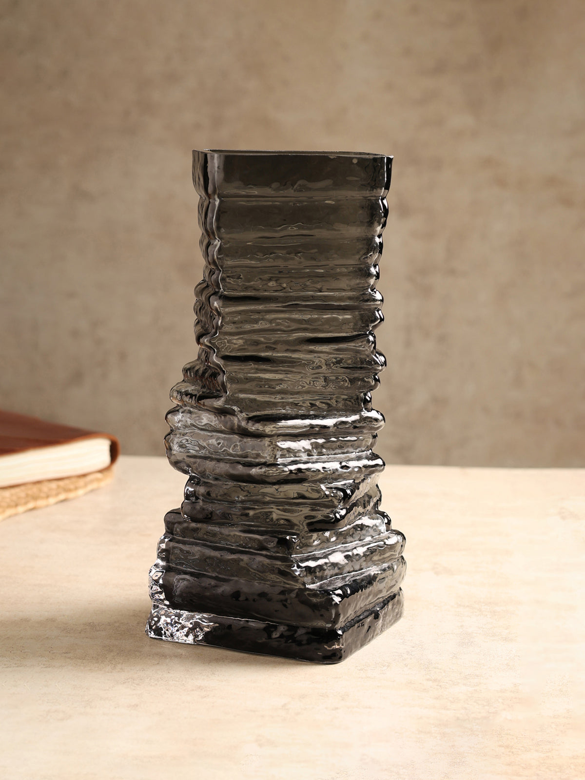Strata Black Glass Vase