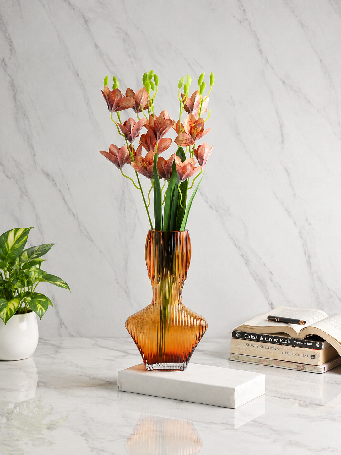 Apollo Amber Glass Vase