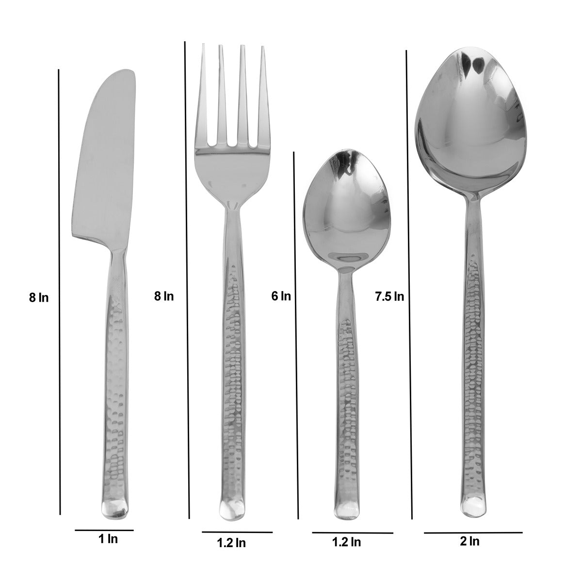 Artisan Dot Hammered Silver Cutlery Set