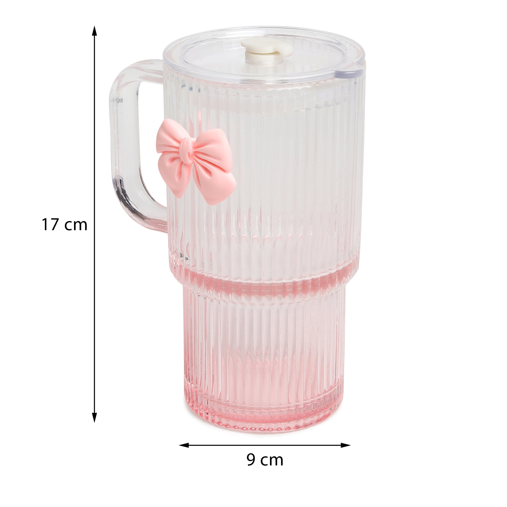 Ribbonette Glass Tumbler Pink