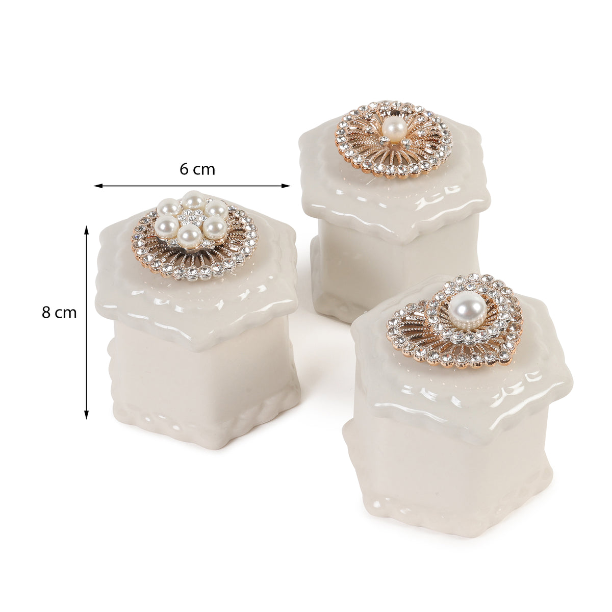 Medallion Porcelain Box Set of 3