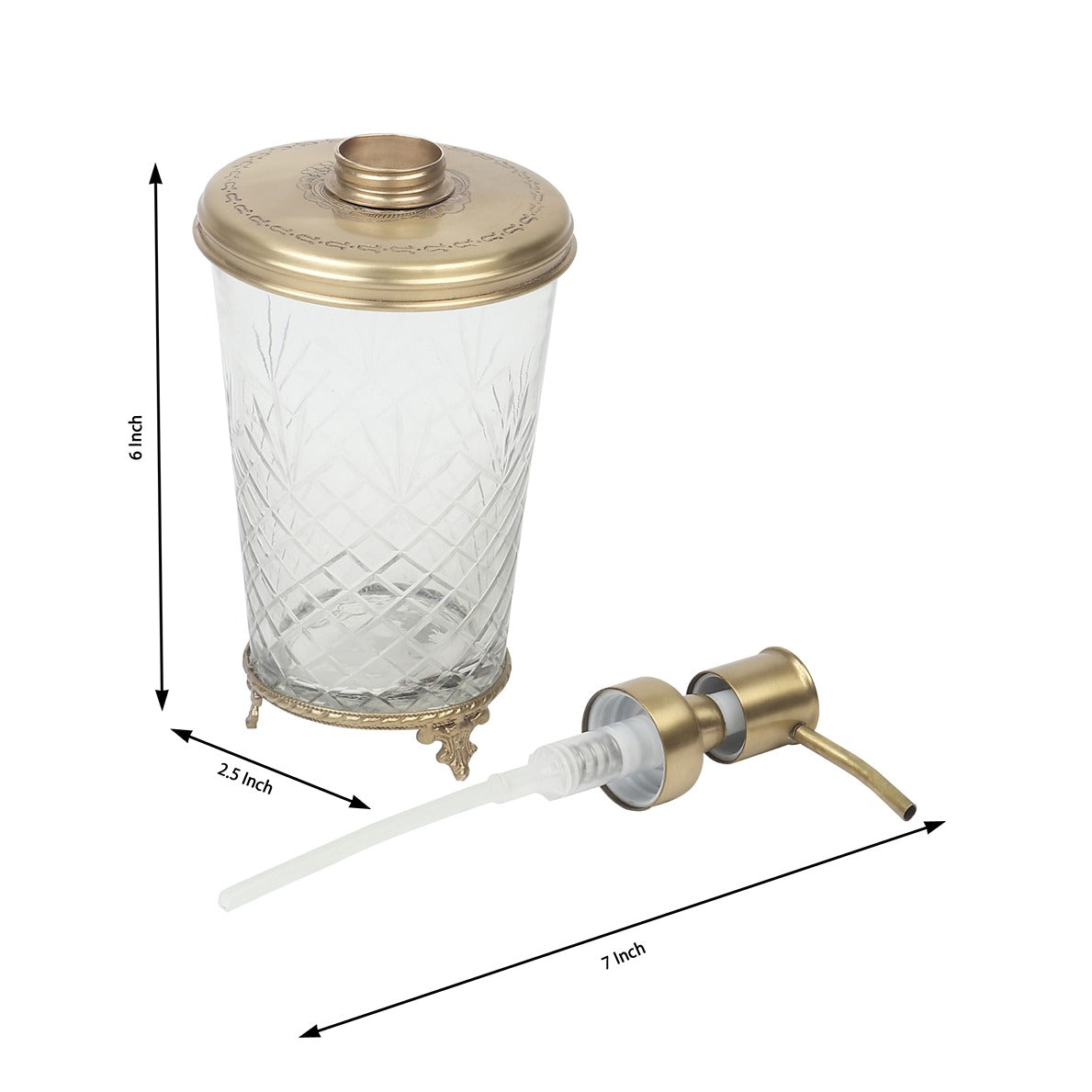 Vintage Brass & Glass Soap Dispenser Gold