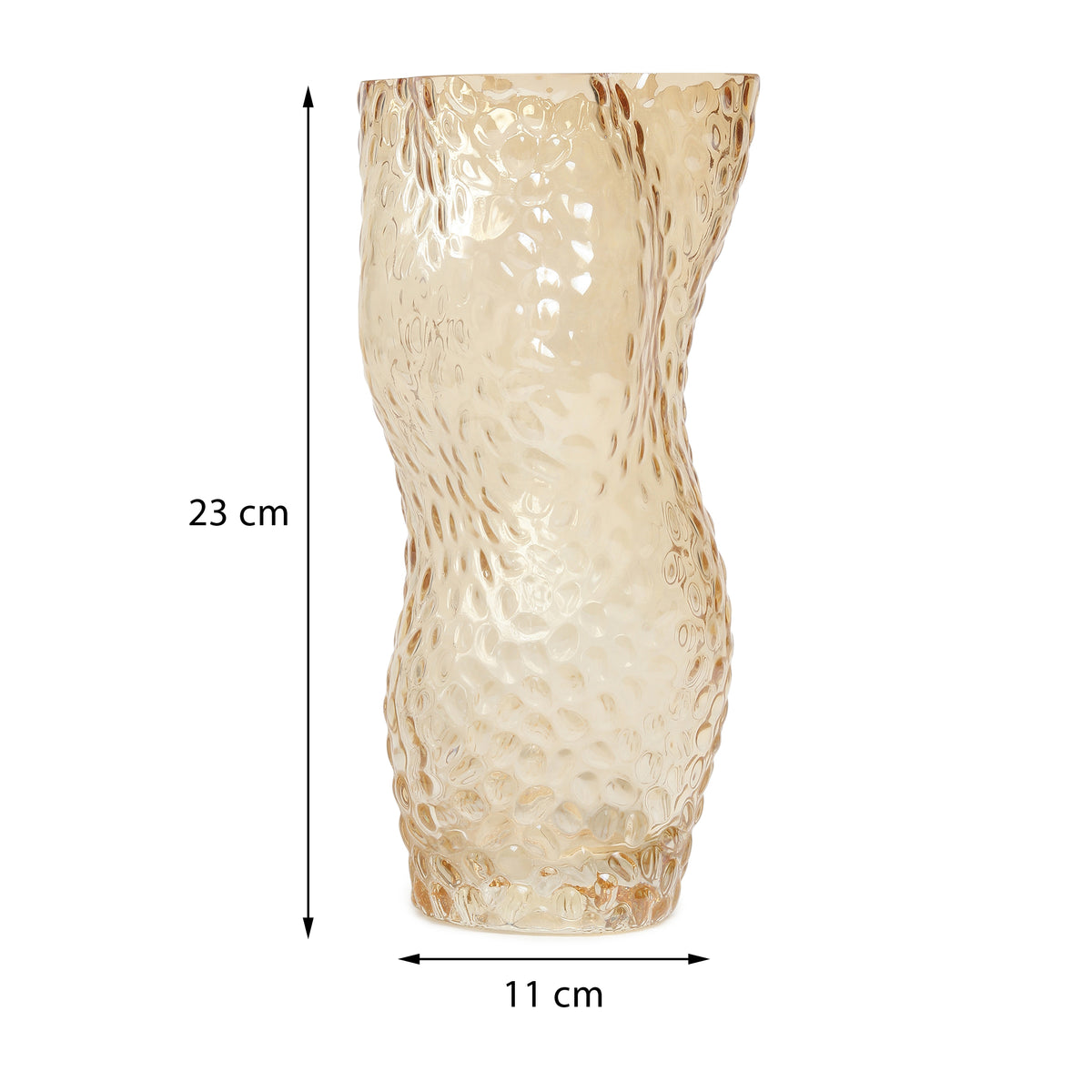Dimple Glass Vase Amber