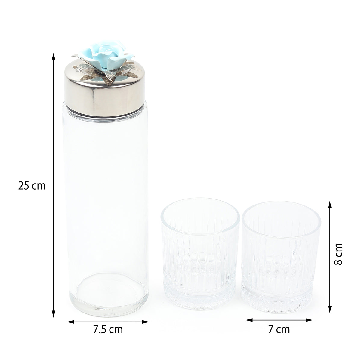 Petal Eclat Blue Bottle & Glass Set
