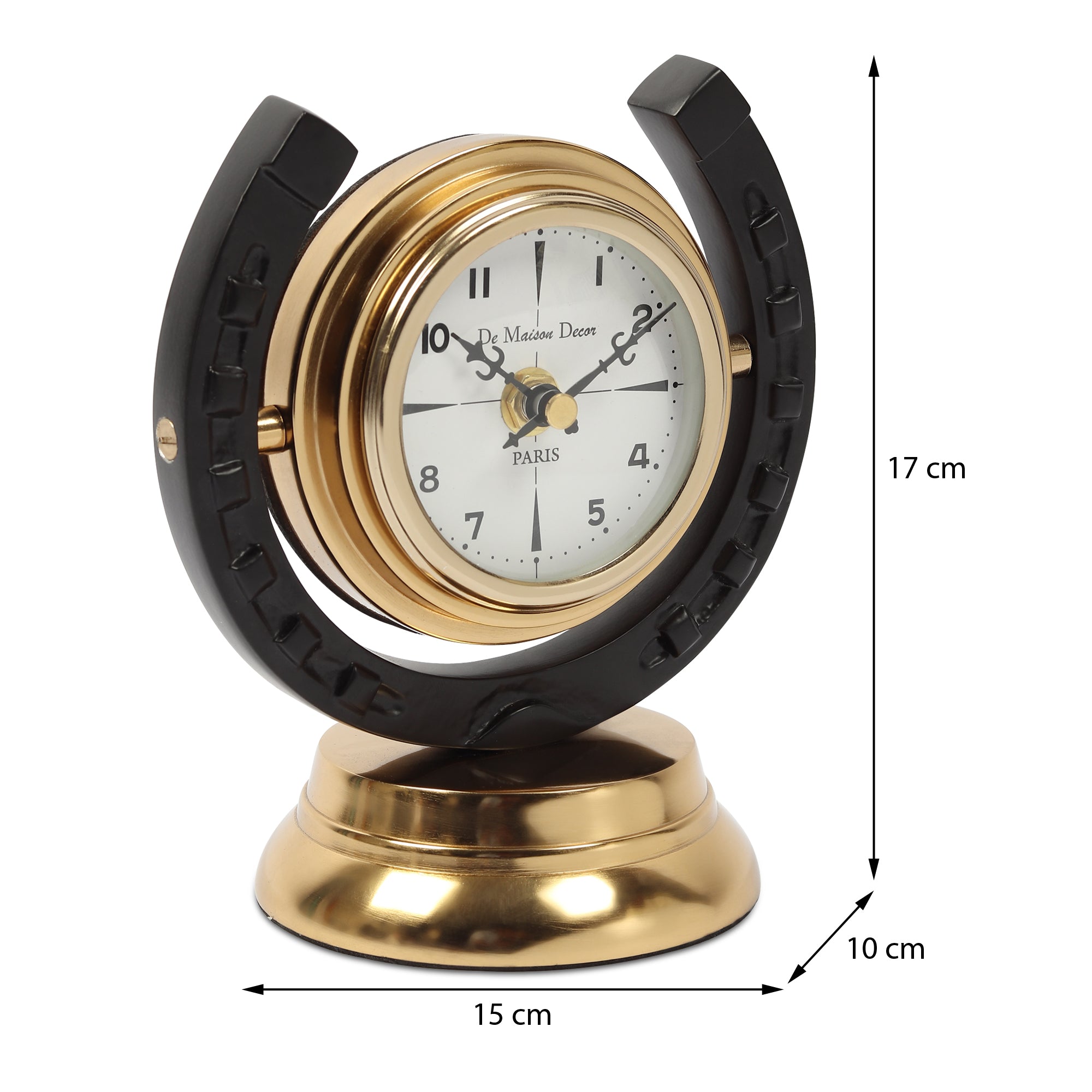 Equestrian Table Clock in Gold