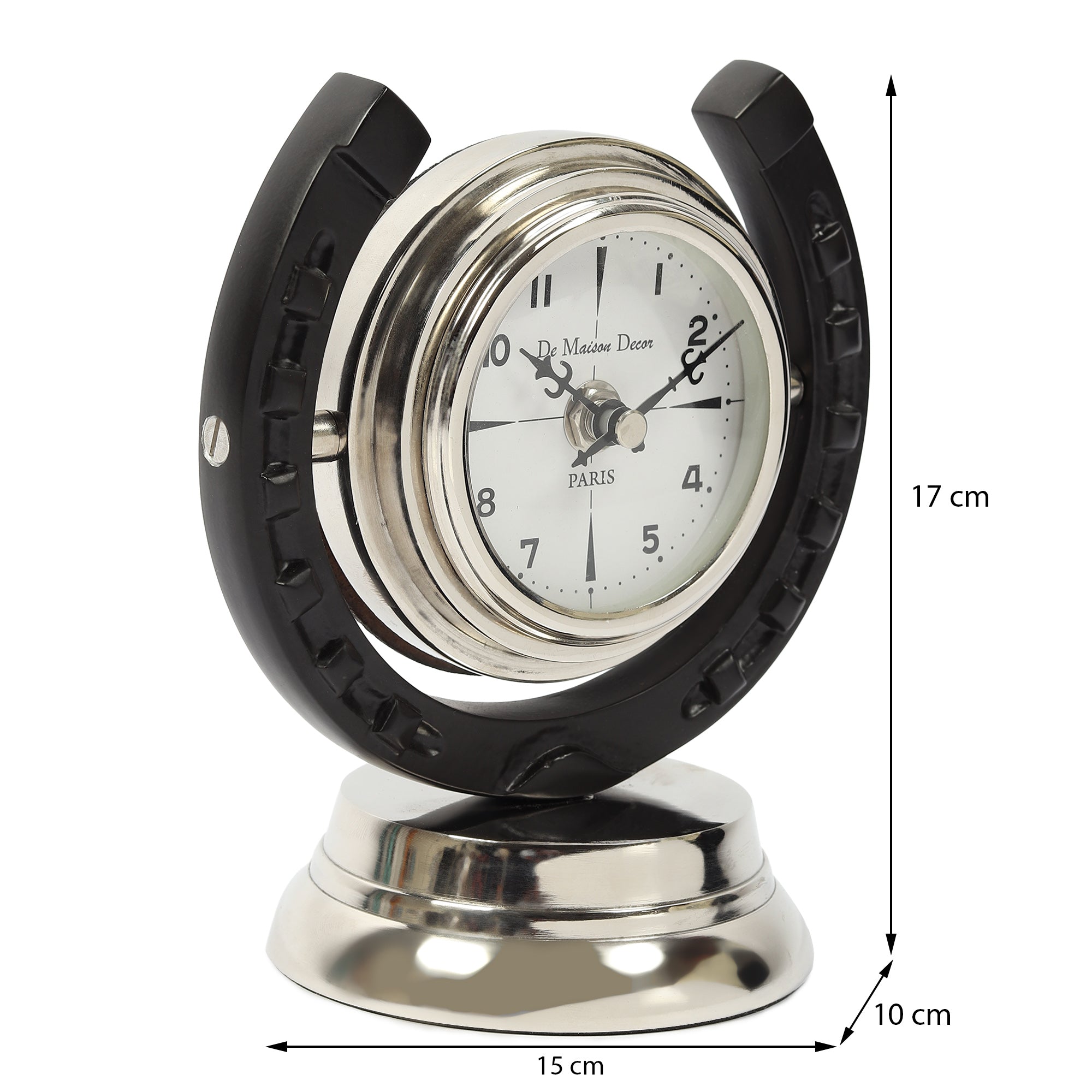 Equestrian Table Clock in Silver