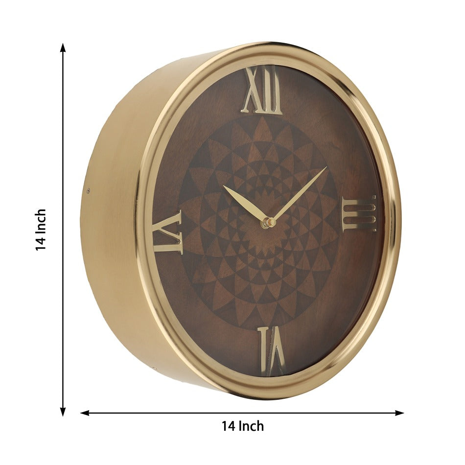 Luxe Woodcraft Gold Wall Clock