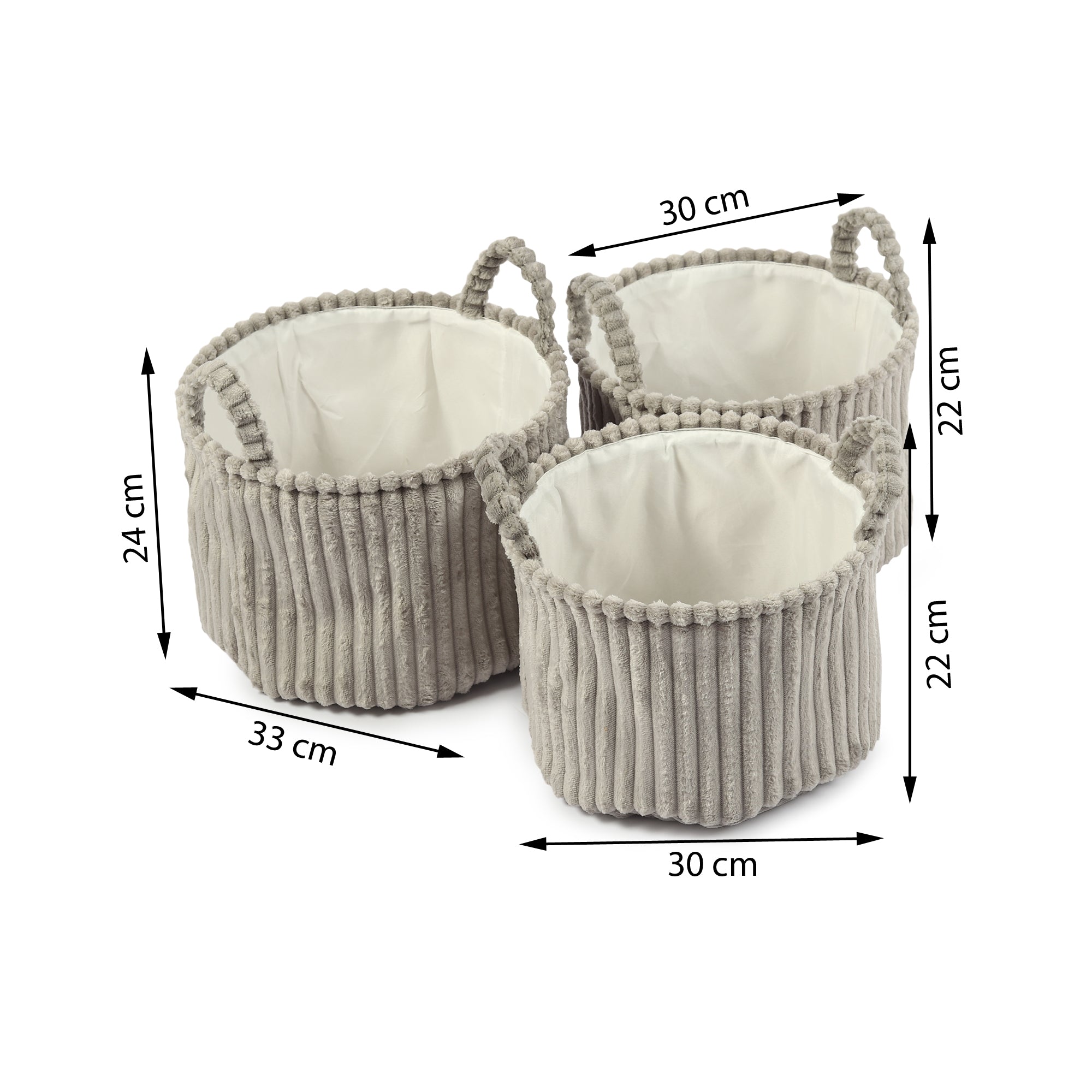Cloud Weave Fabric fabric Storage Basket Soft Grey Set of 3