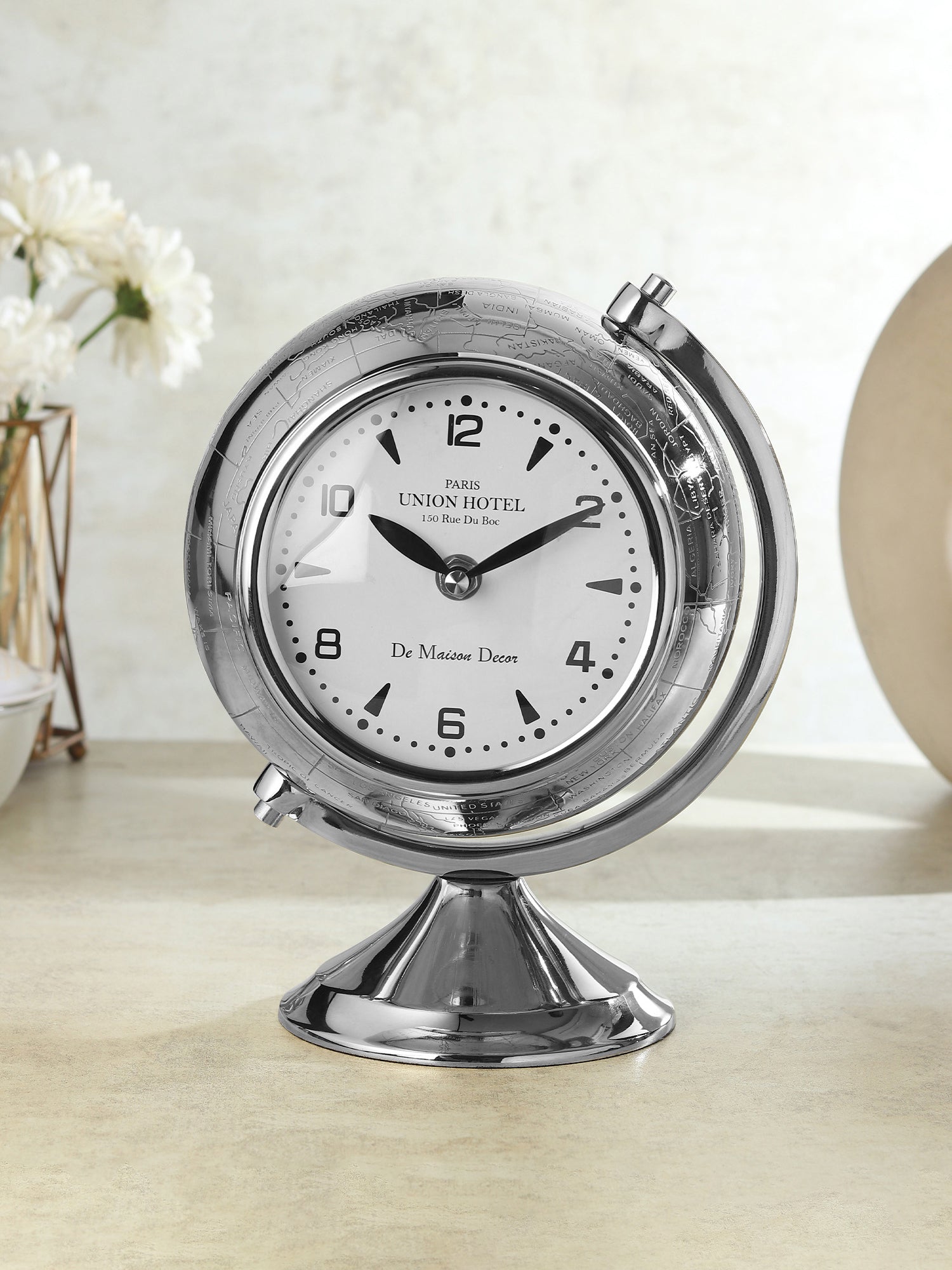 The Etched World Table Clock