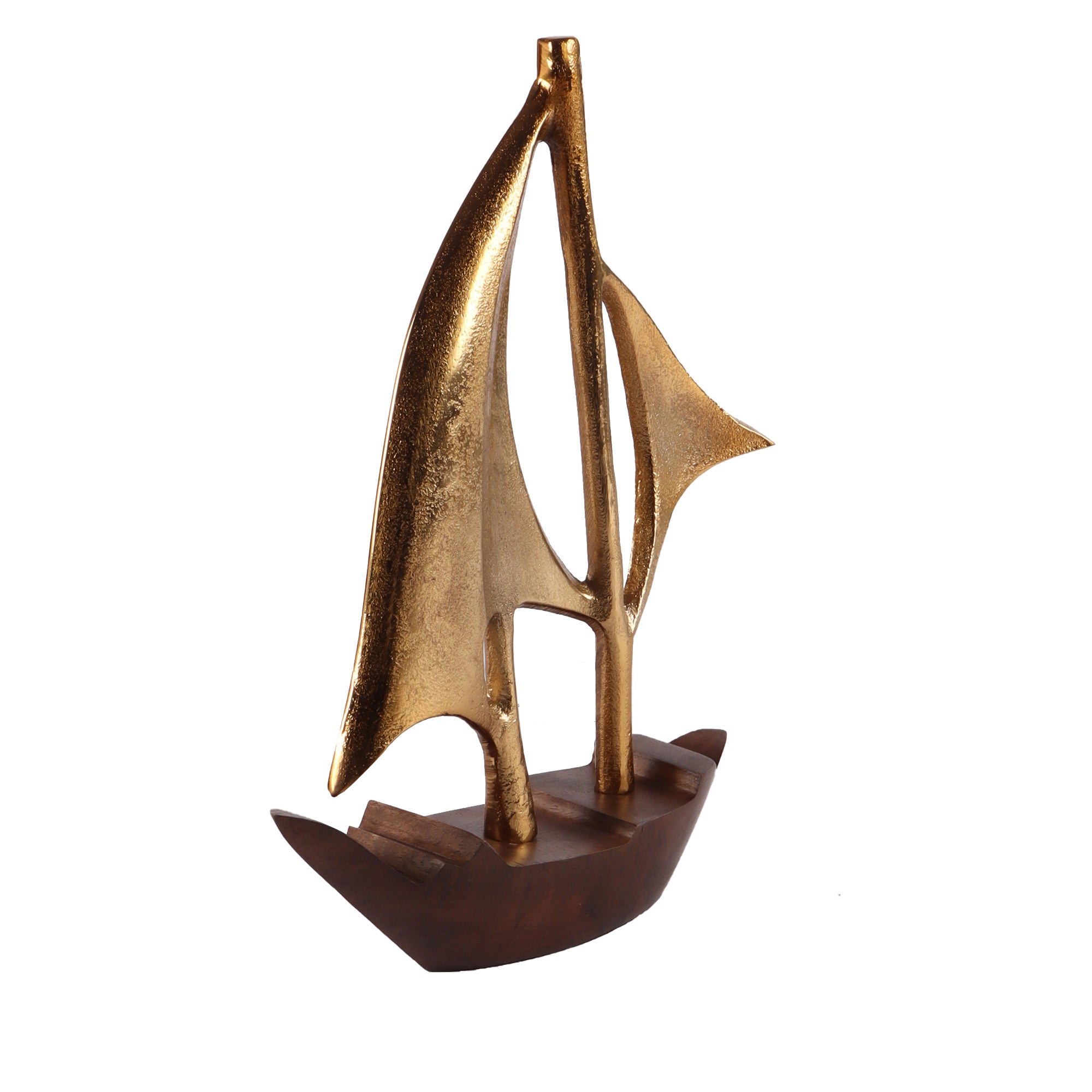Nautical Sailing Boat- Raw Matt Gold Aluminum and Wood