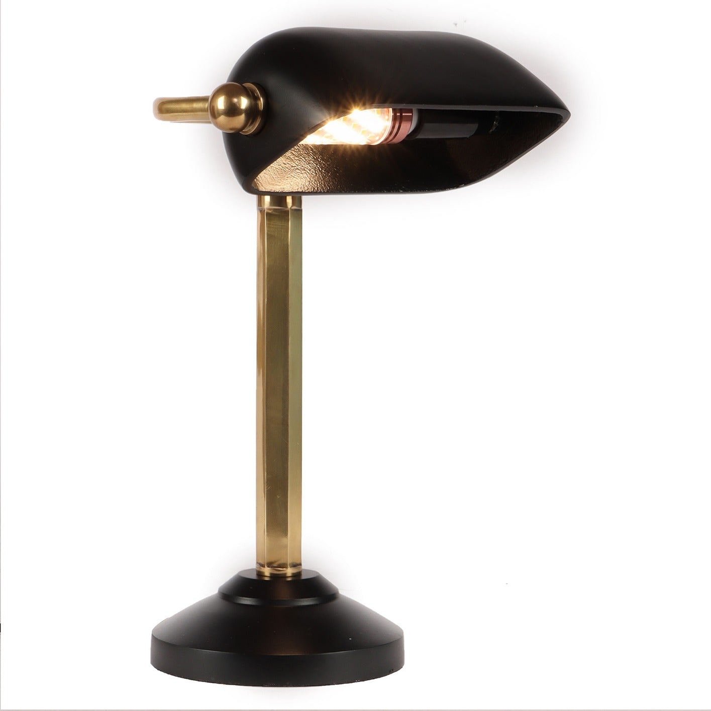 Adjustable Banker's Table Lamp in black and gold