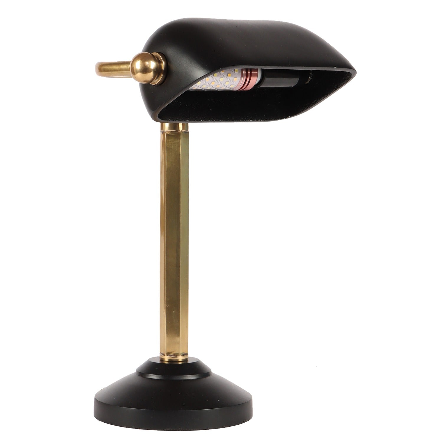 Adjustable Banker's Table Lamp in black and gold