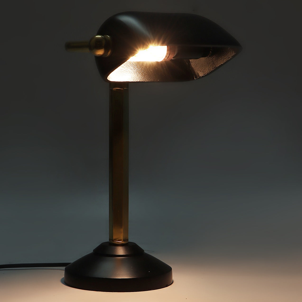 Adjustable Banker's Table Lamp in black and gold