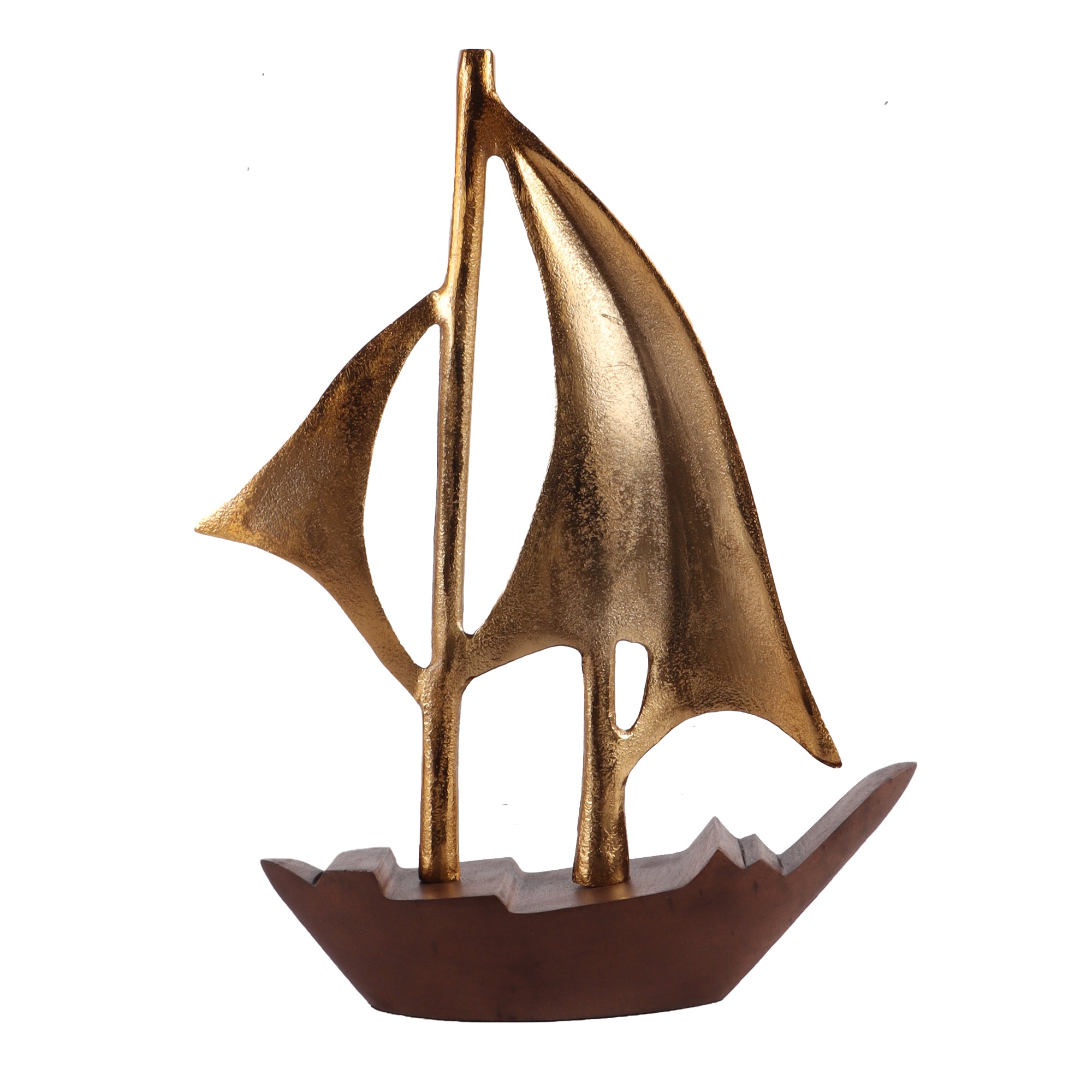 Nautical Sailing Boat- Raw Matt Gold Aluminum and Wood
