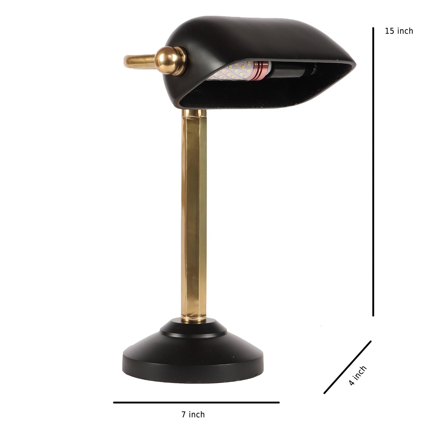 Adjustable Banker's Table Lamp in black and gold