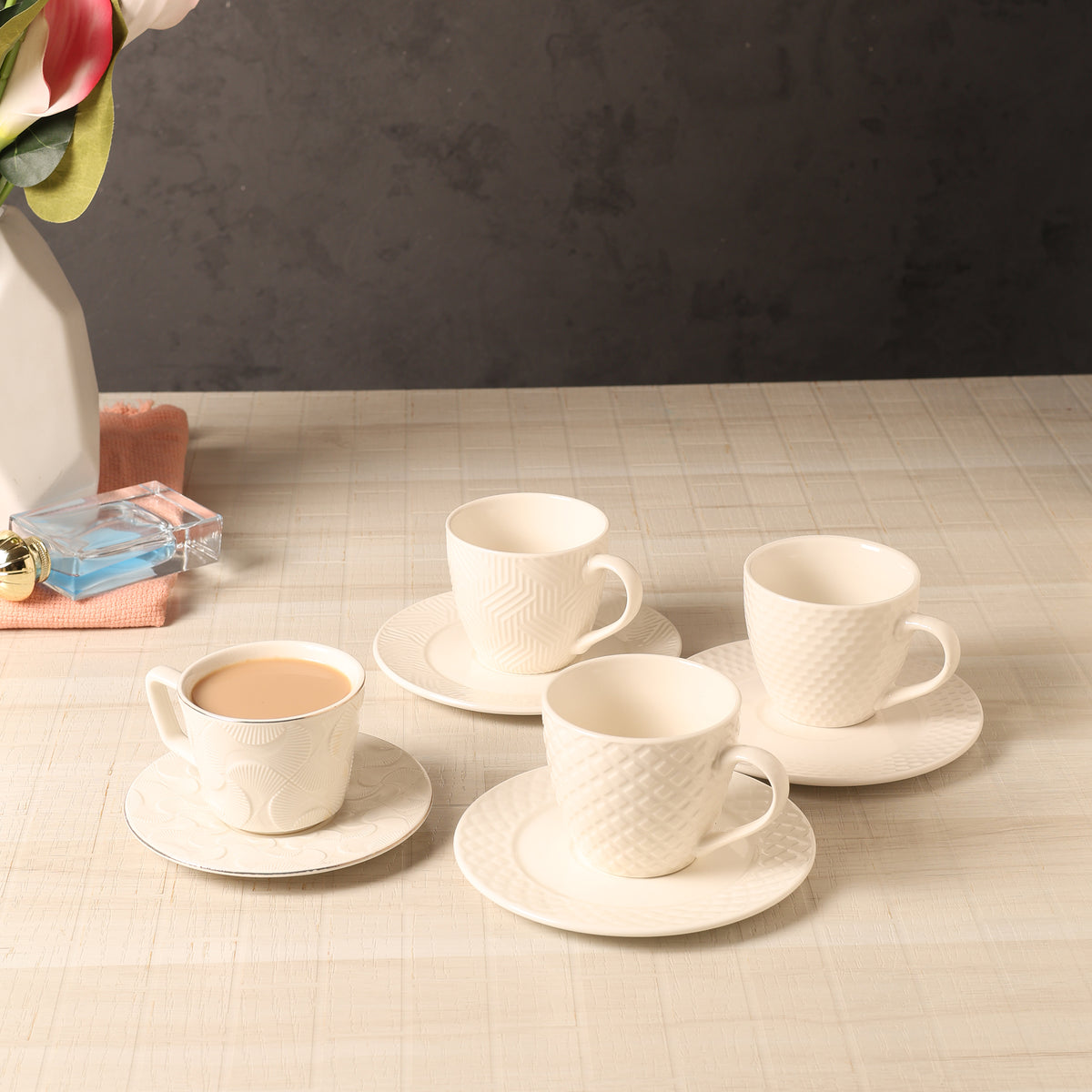 Chevron Cup & Saucer Set of 6