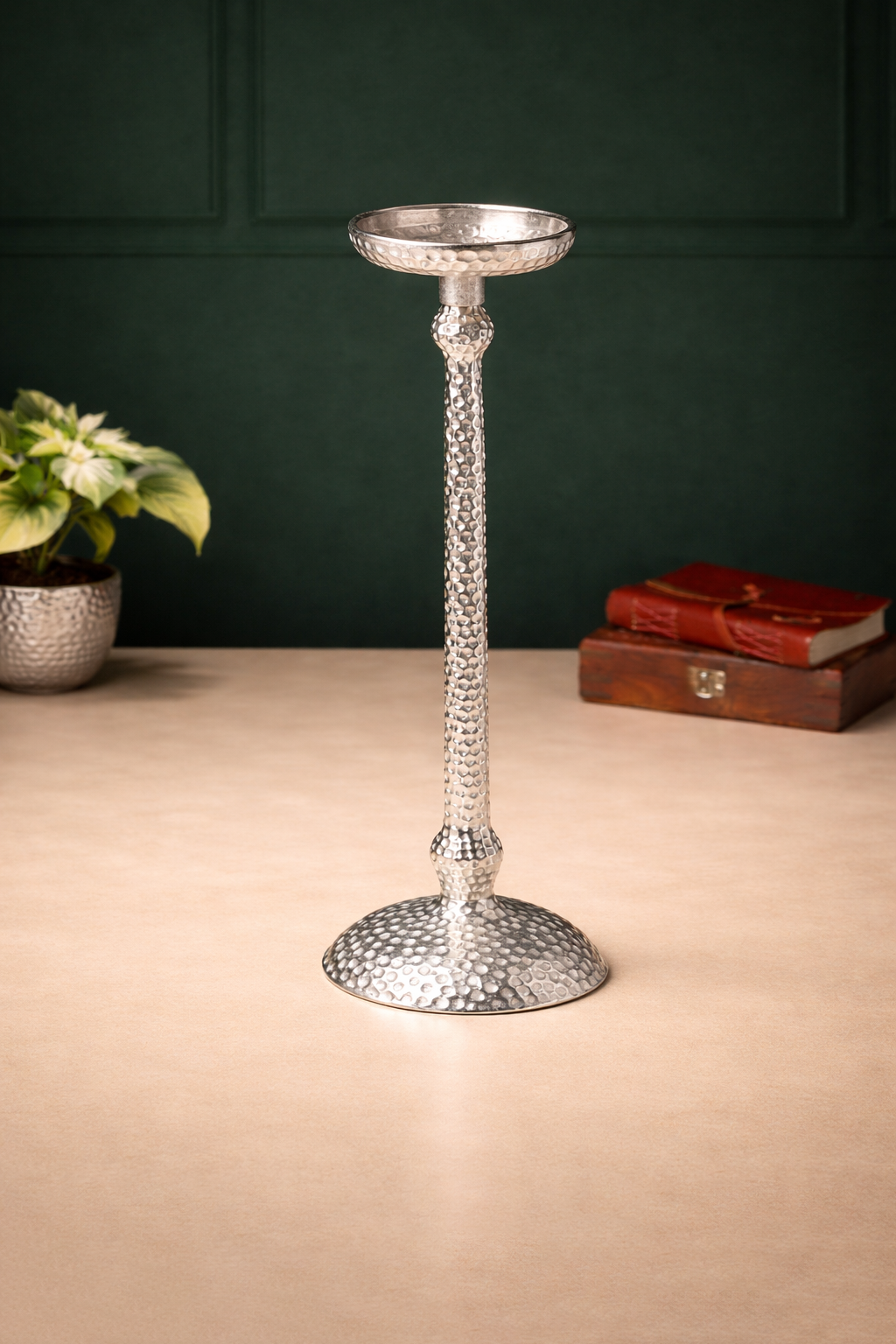 Harrington small silver Pillar candle holder