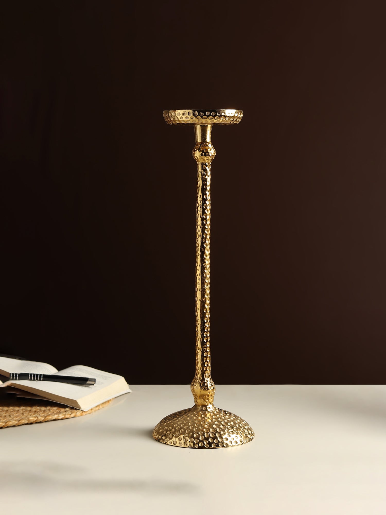 Harrington small gold Pillar candle holder