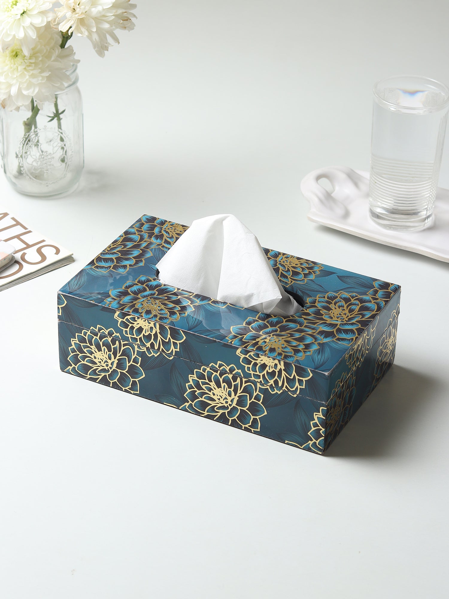 Sapphire Wreath Wooden Tissue Box Holder