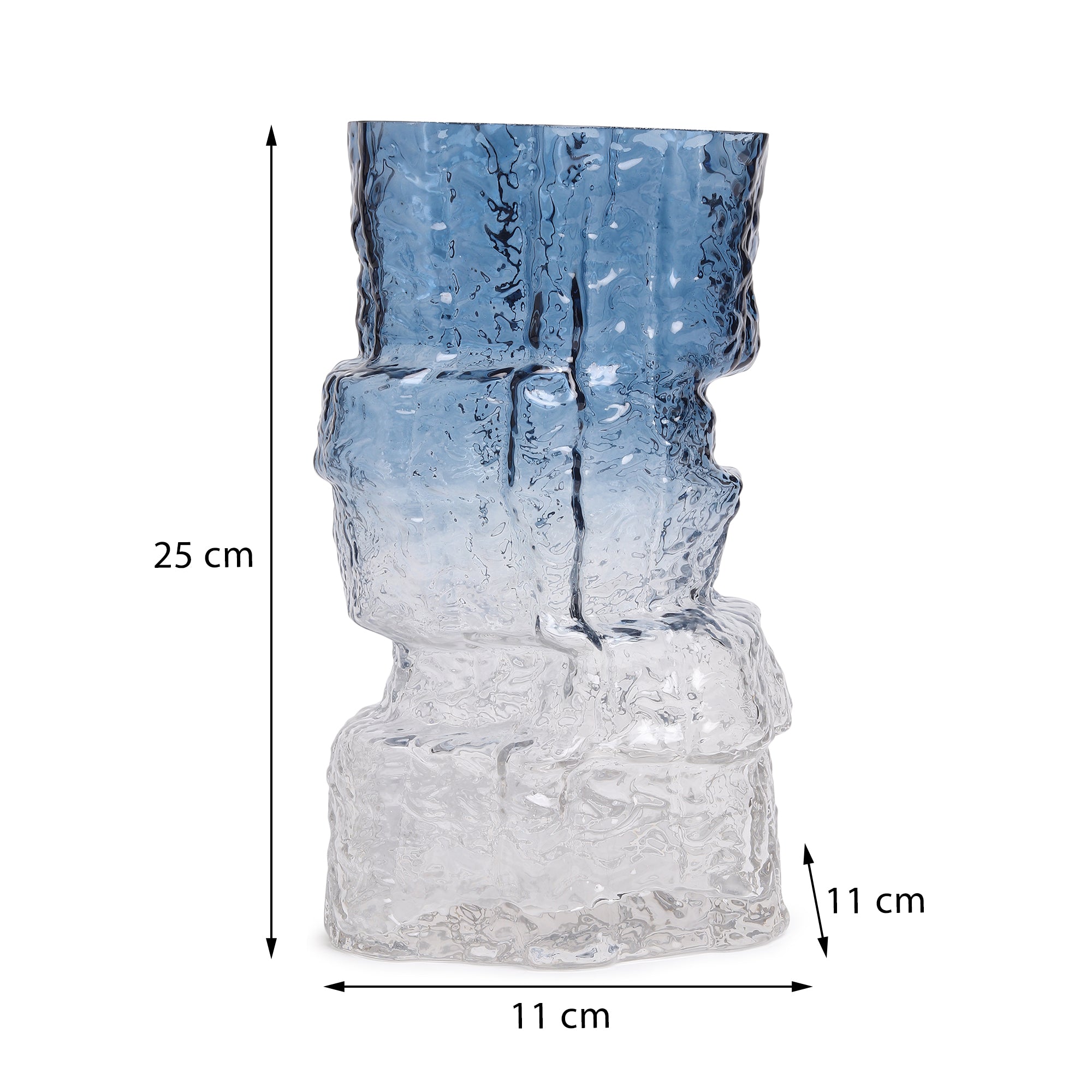 Frostline Crystal Vase Blue Wide
