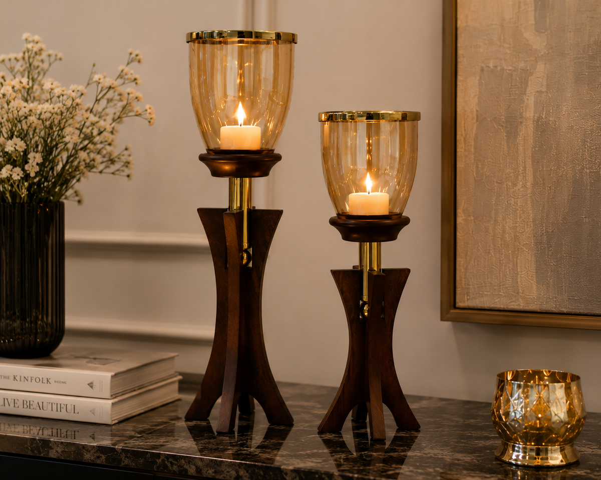 The Romanus flame candle holder set of 2