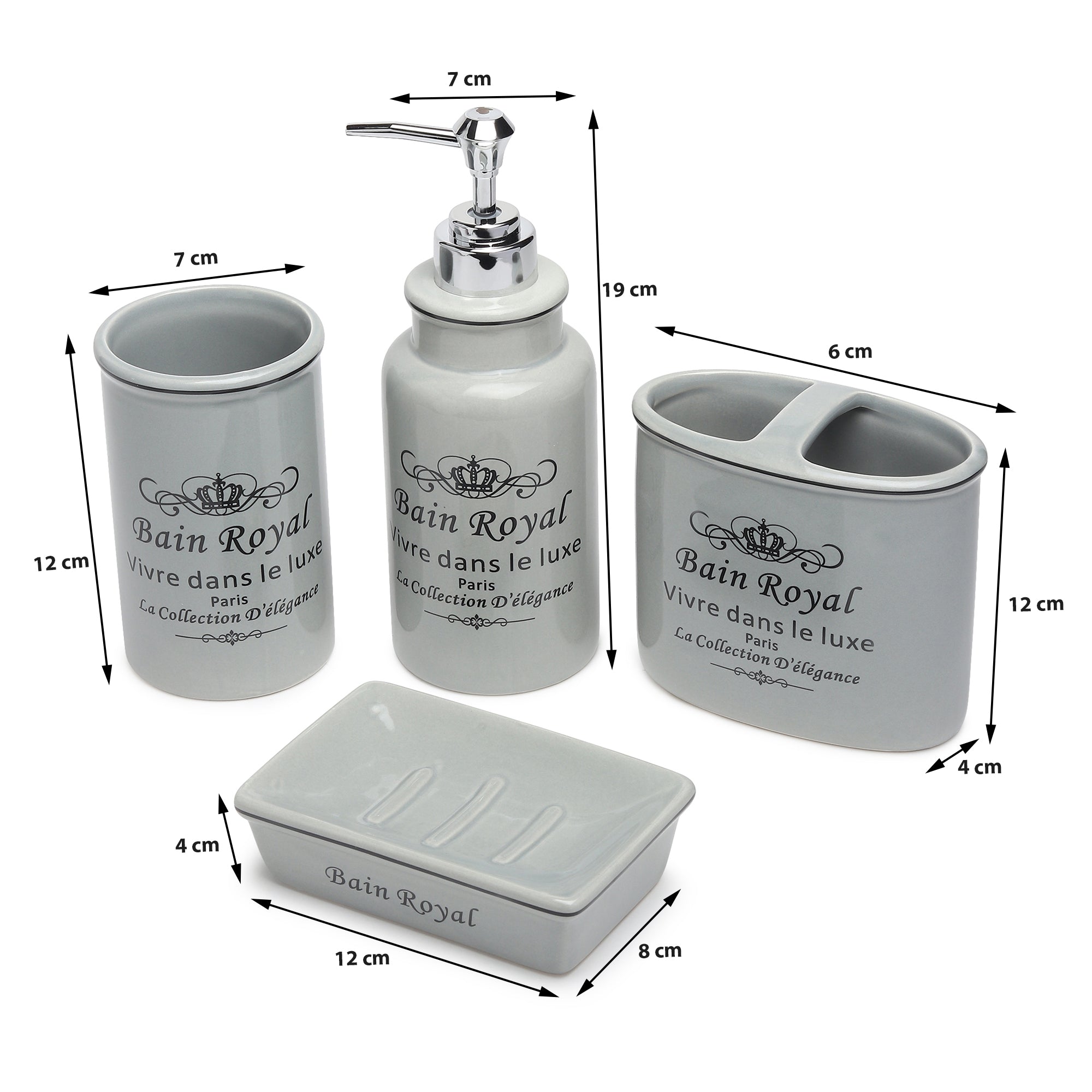 Belle Cour Bathroom Set of 4 Grey