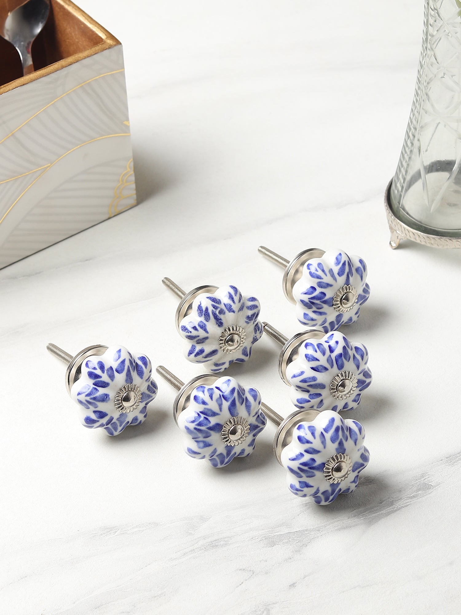 Bleu Flora Knob set of 6