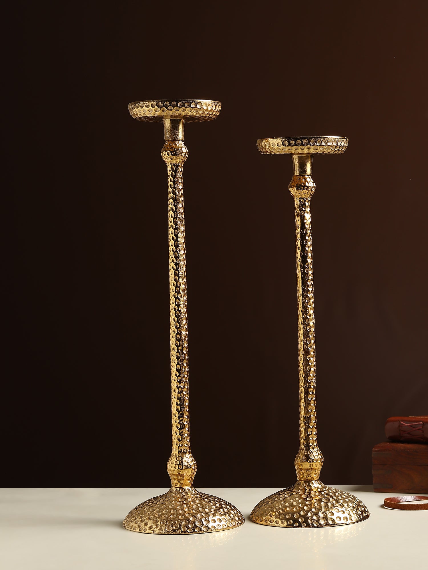 Harrington set of 2 gold candle holders