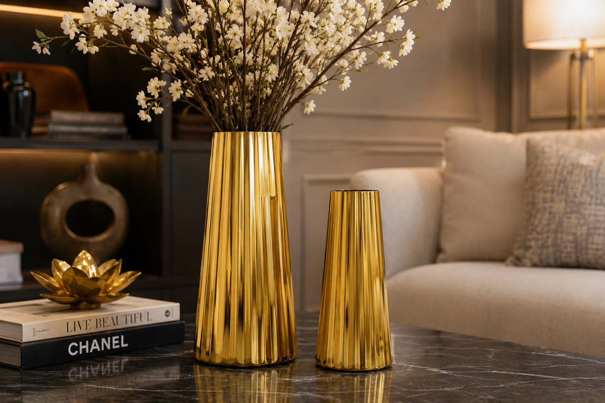 Alora Steel vase set of 2