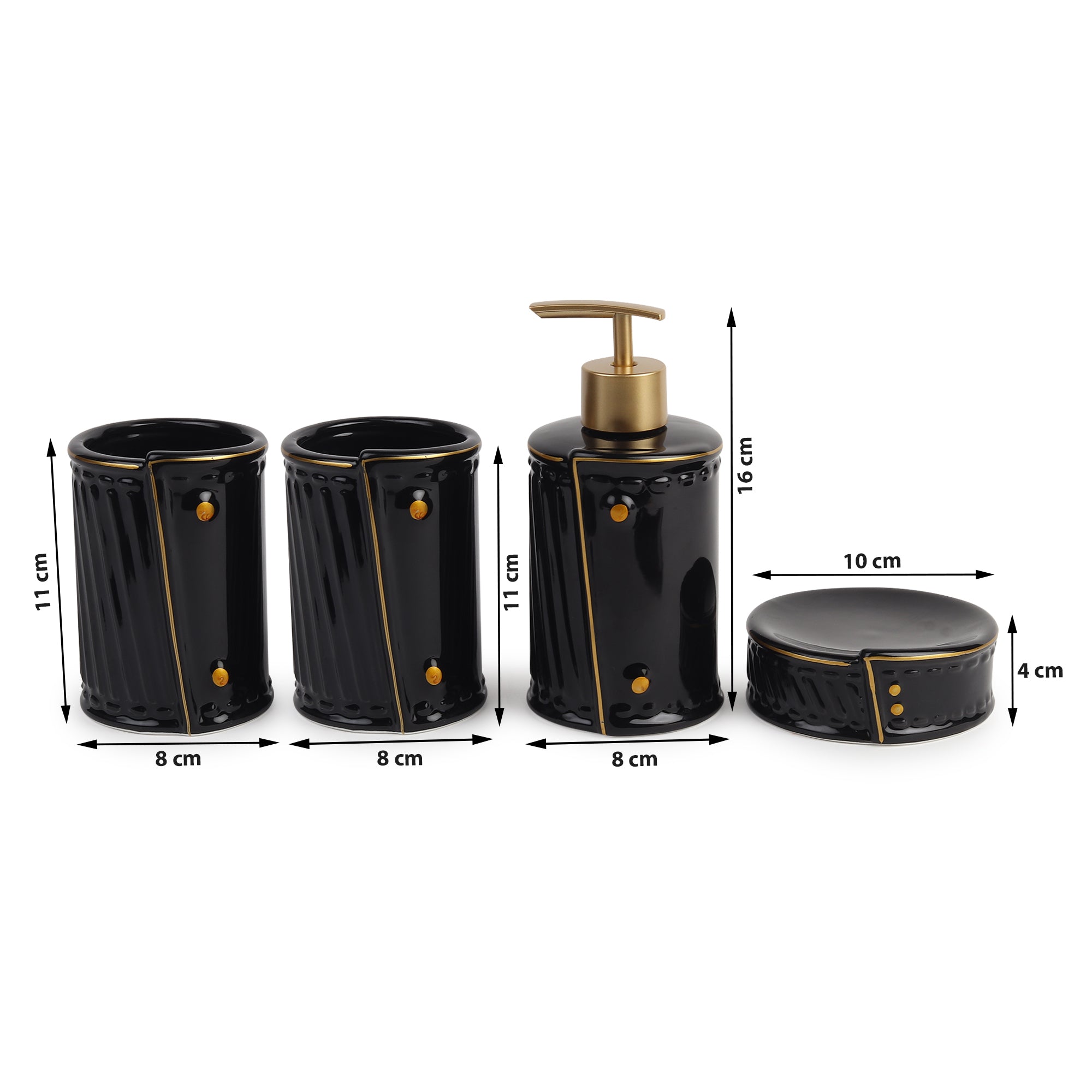 Dapper Bathroom Set of 4 Black