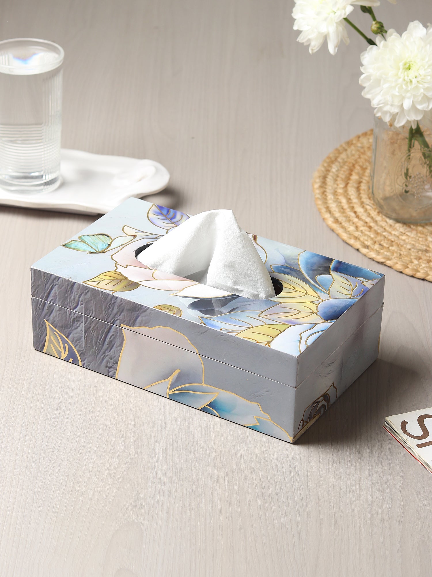 Azure Whisper Tissue Box Holder in Light Blue