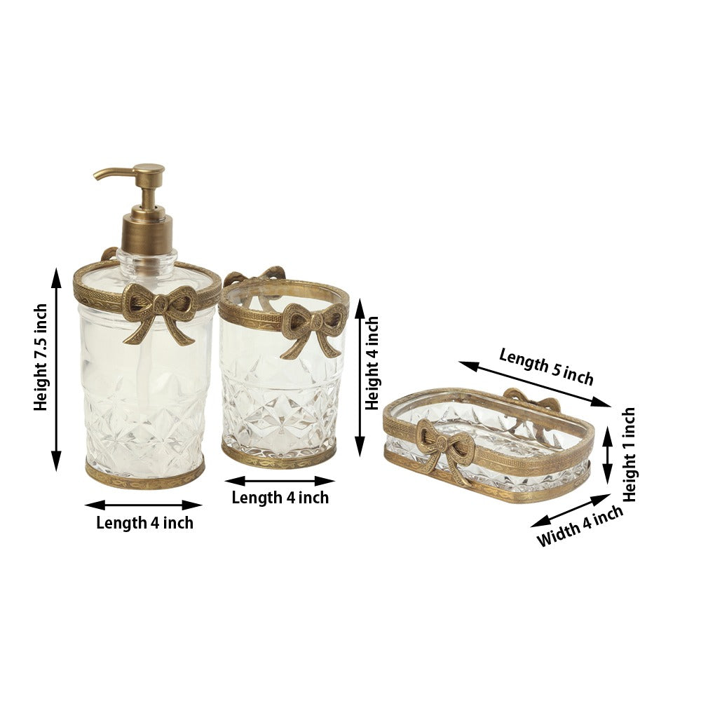 Antique Bow-Tied Glass Bathroom  Gold Set