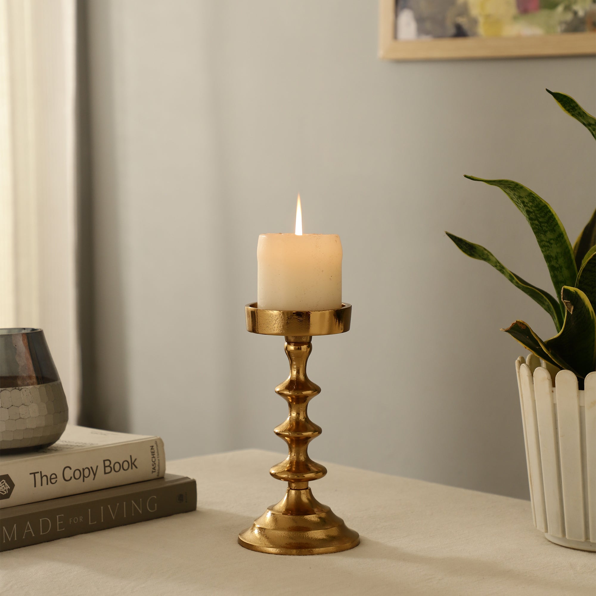 Ebon Whisper small Gold Candle holders