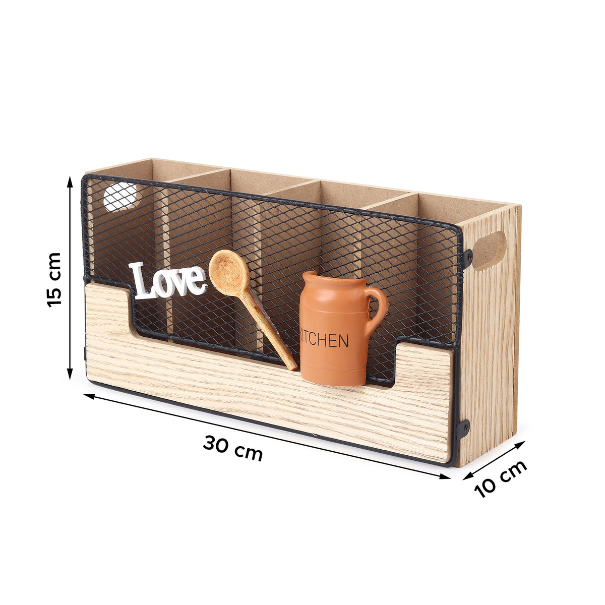 Diner Kitchenette Wooden Cutlery Caddy