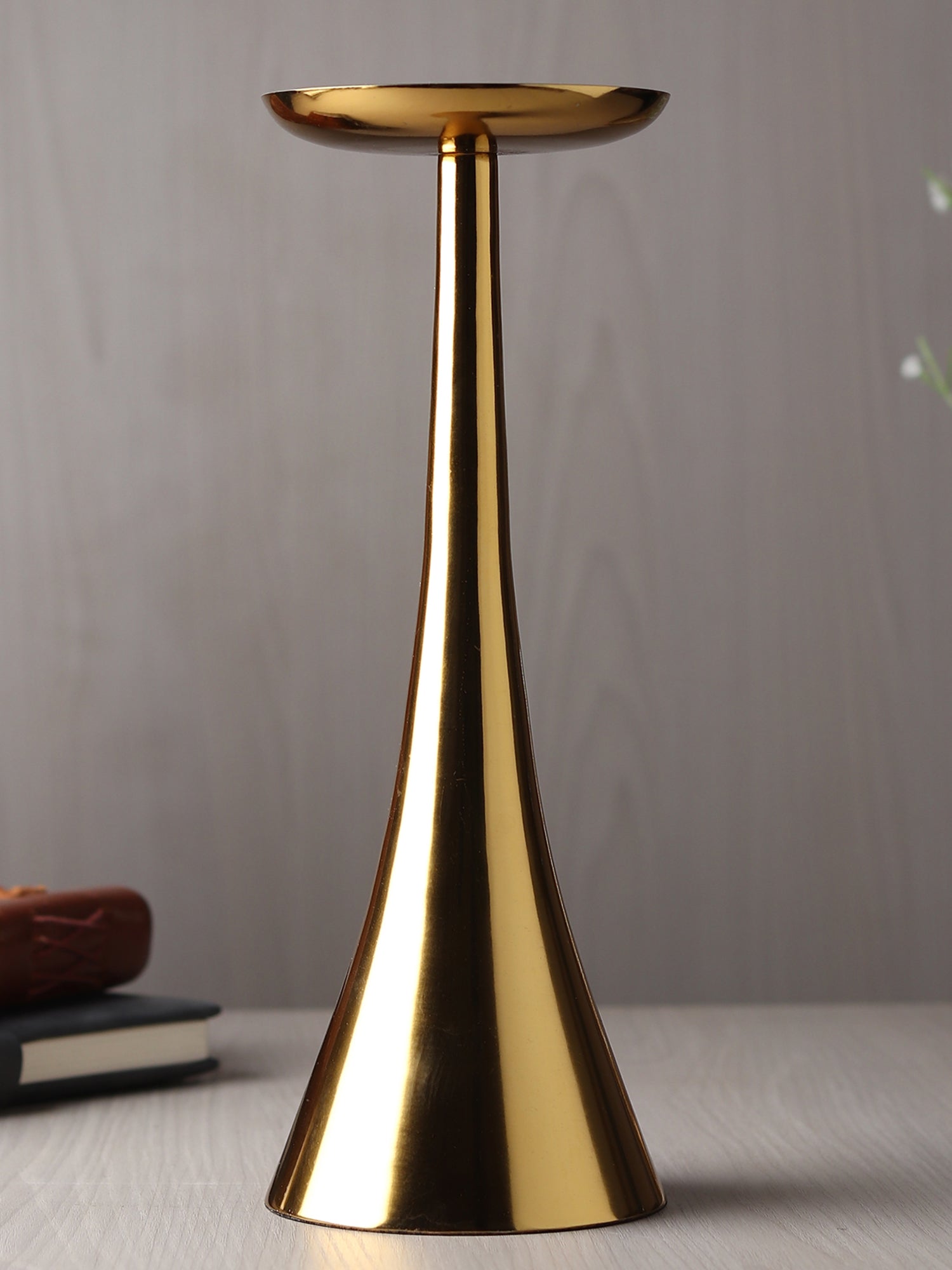 Aureus Tall Silver Pillar Candle Stand