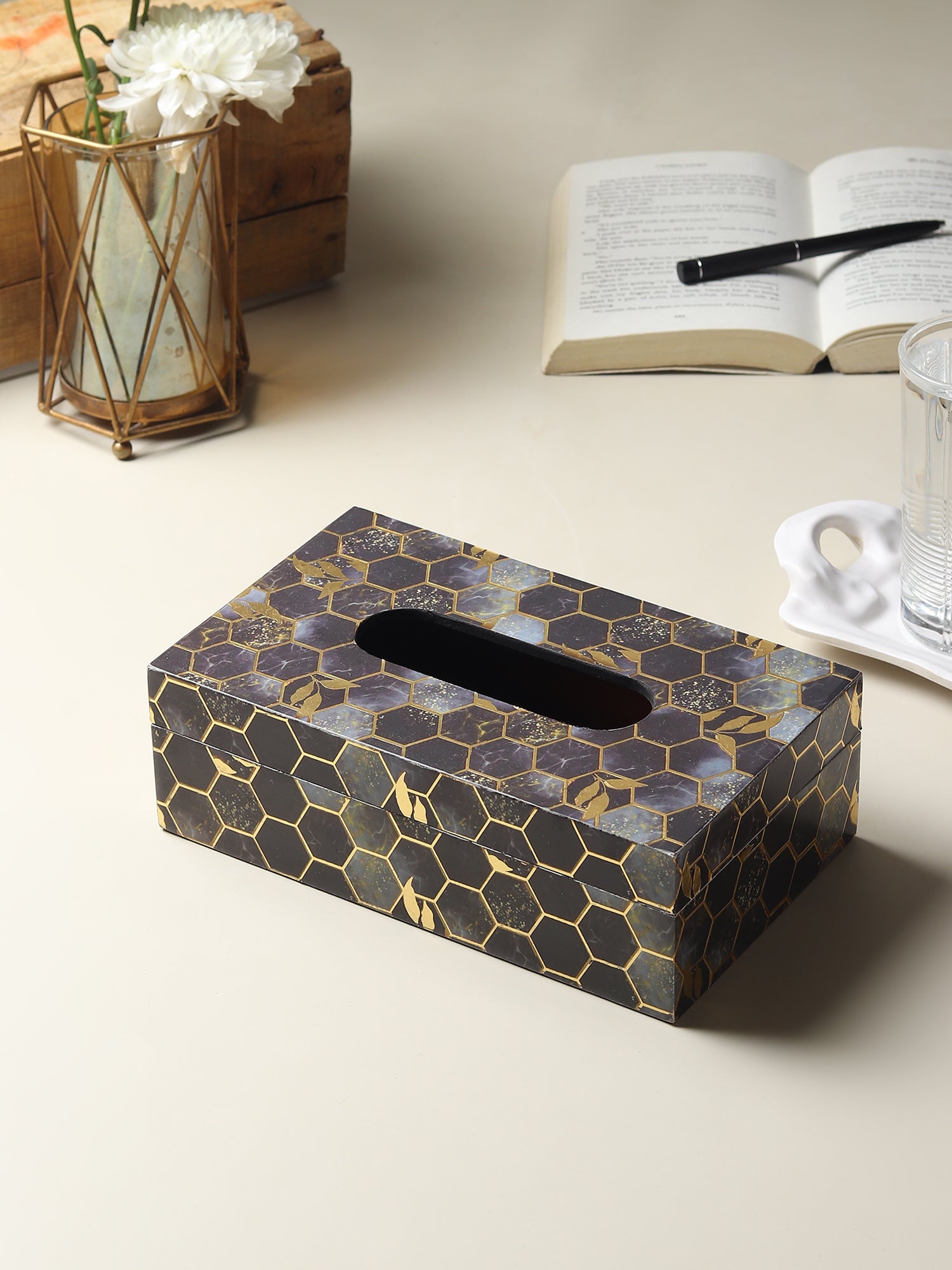 Gilded Hive Wooden Tissue Box Holder