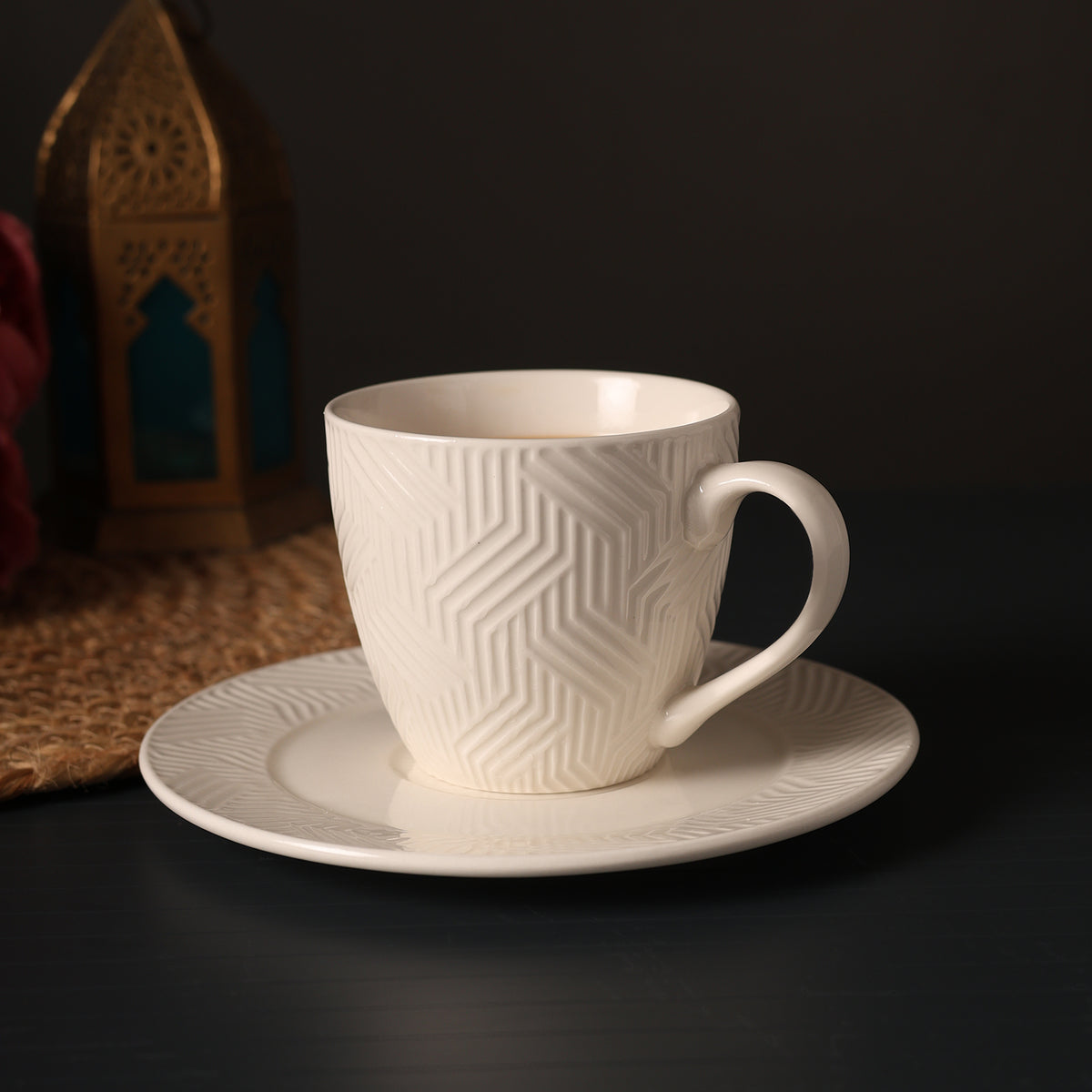 Chevron Cup & Saucer Set of 6