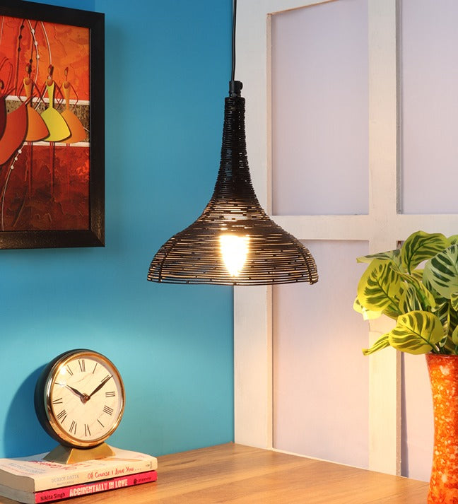 The Shimmering Funnel Pendant light in Jet black finish