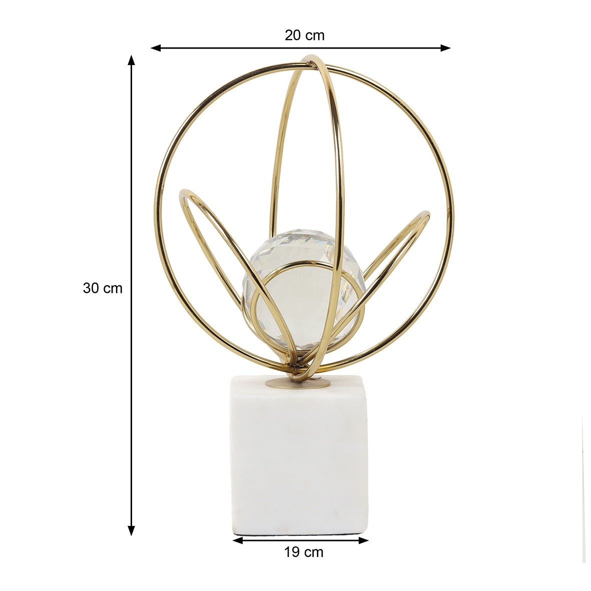 Elysian Rings Crystal Ball Sculpture