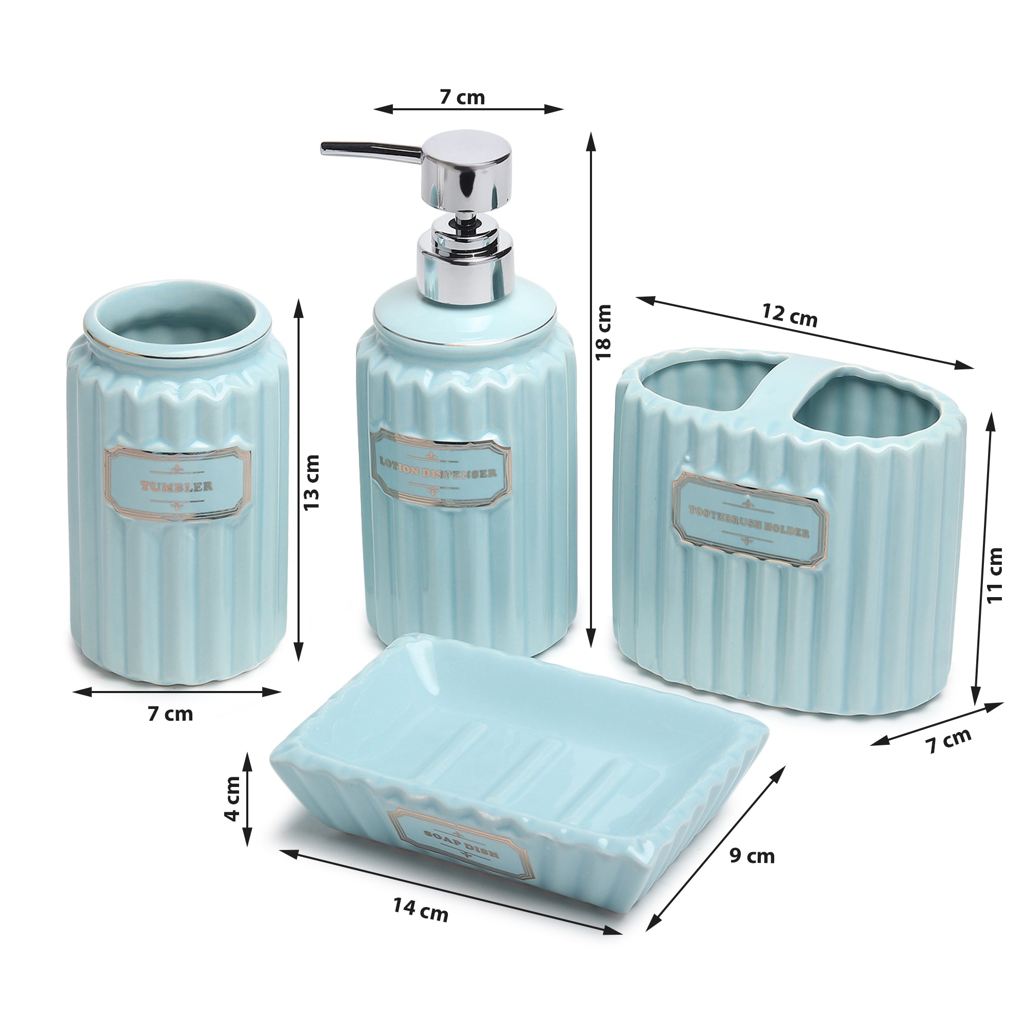 Valence Bathroom Set of 4 Blue
