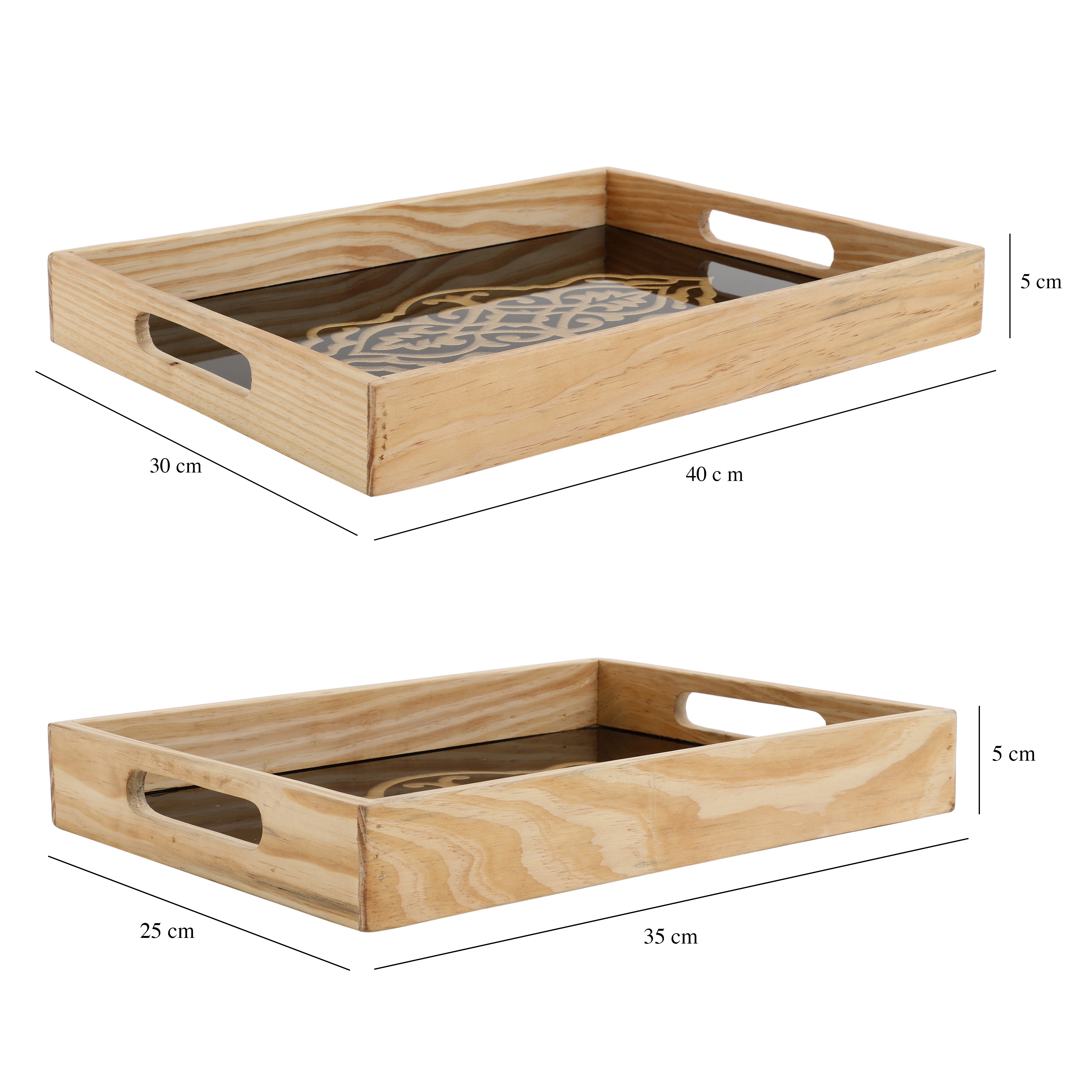 Zamora Embossed Glass Tray Set of 2