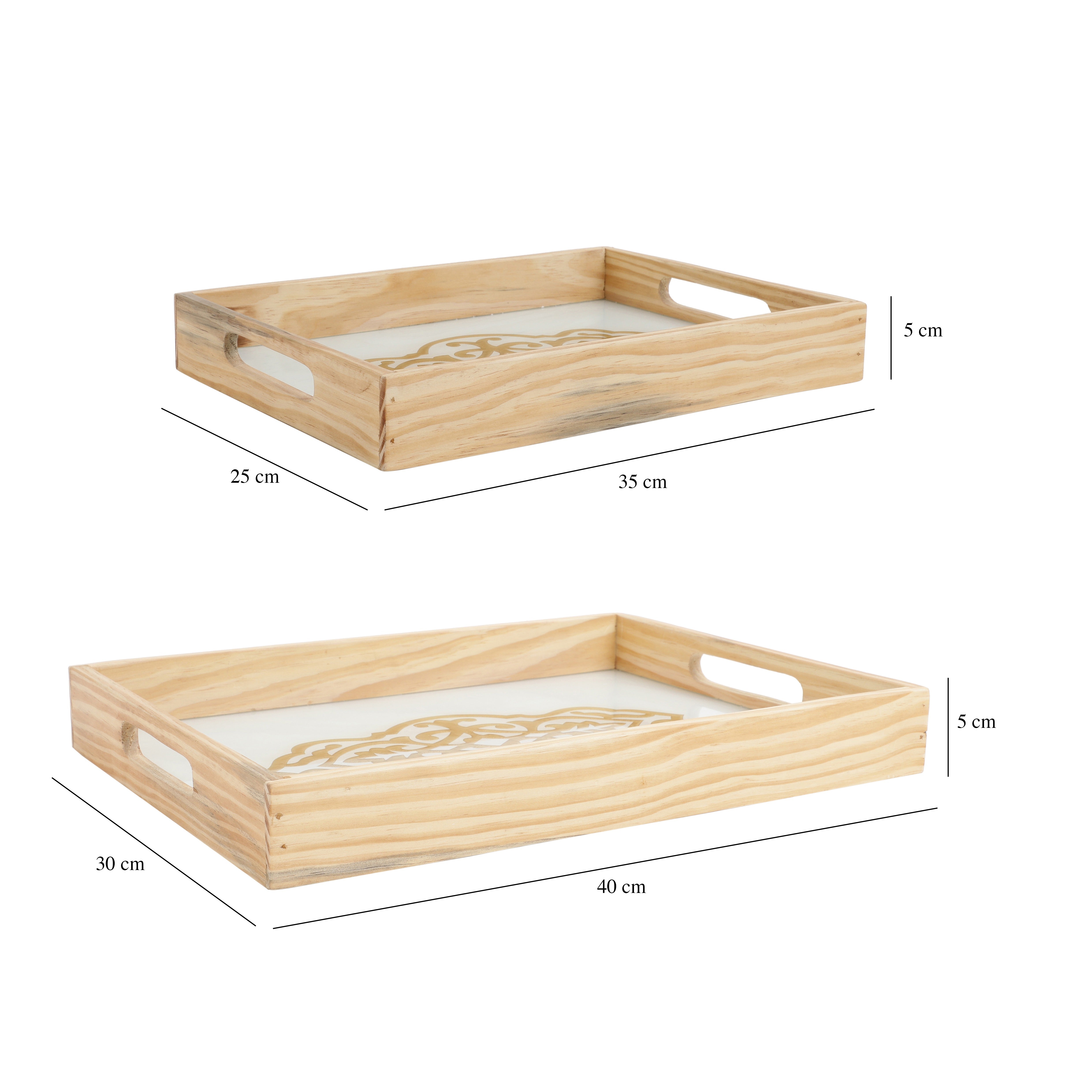 Zamora Embossed Glass Serving Tray Set of 2