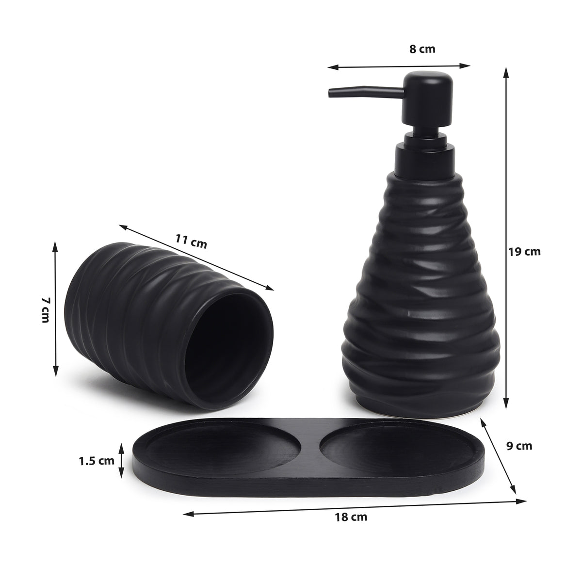 Drift Bathroom Set of 3 Black