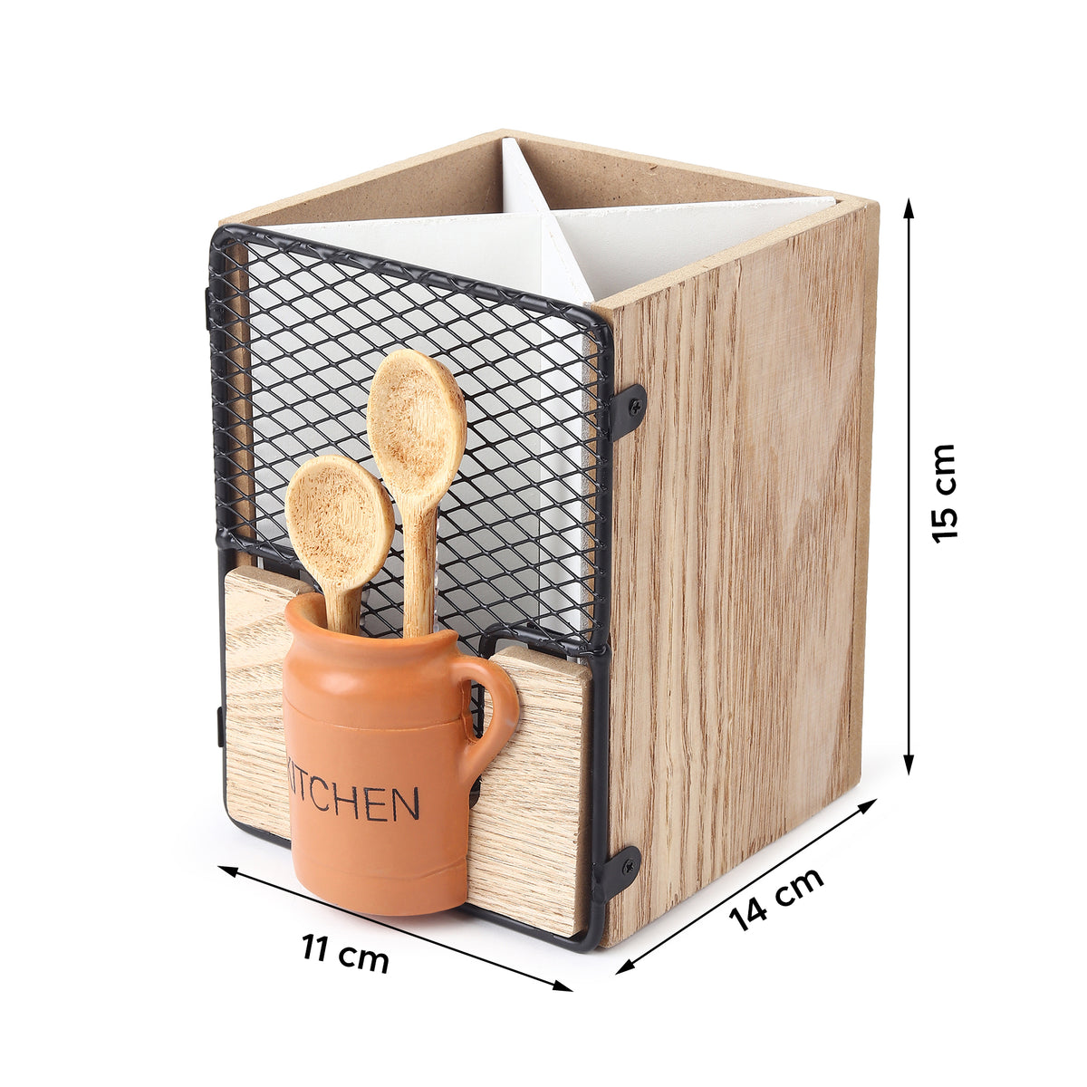 Pantry Kitchenette Wooden Cutlery Caddy