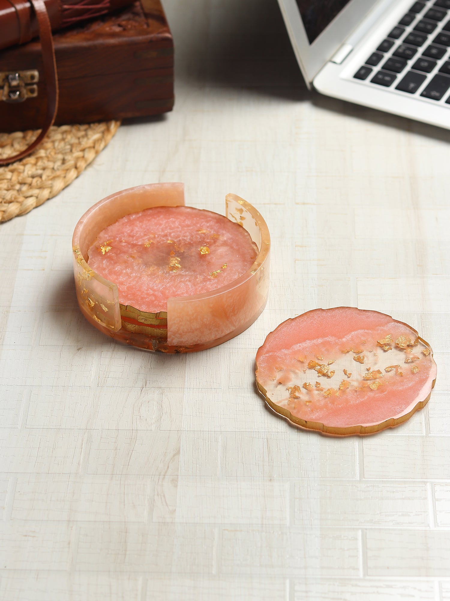 Pink Petal Coaster Set