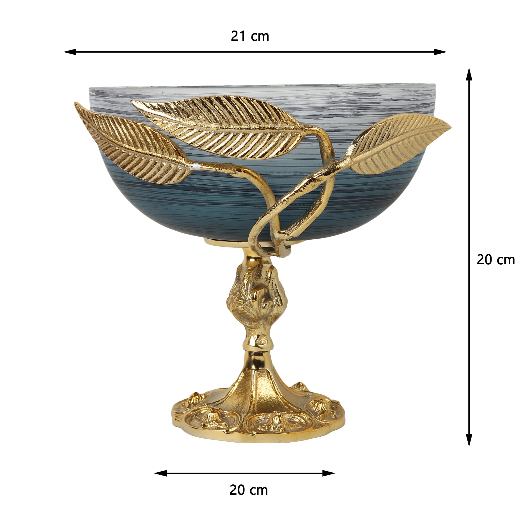 Verdant Elegance Glass pedestal Serving Bowl