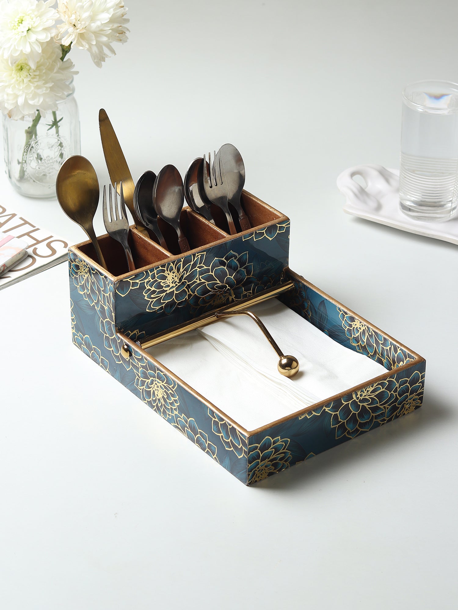 Sapphire wreath Cutlery and Tissue Holder