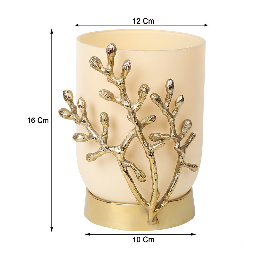 VinLux Glass Vase and Candle Holder in Cream & Gold